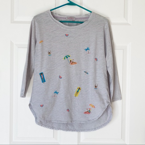 Fresh Produce Cotton Tee Shirt Beach Print Sz S - Picture 1 of 5